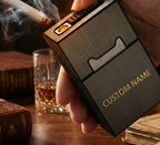 Custom Cigarette Case with USB Rechargeable Lighter – Personalized with Name
