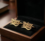 Custom Name Golden Cufflinks in Gift Box