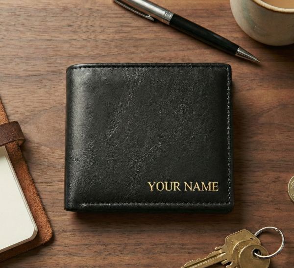 Custom Name Leather Bi-fold Wallet – Personalized Men’s Wallet Gift