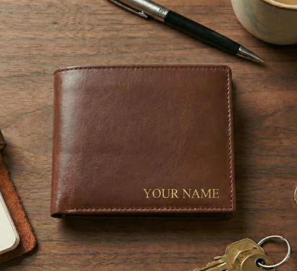 Custom Name Leather Bi-fold Wallet – Personalized Men’s Wallet Gift