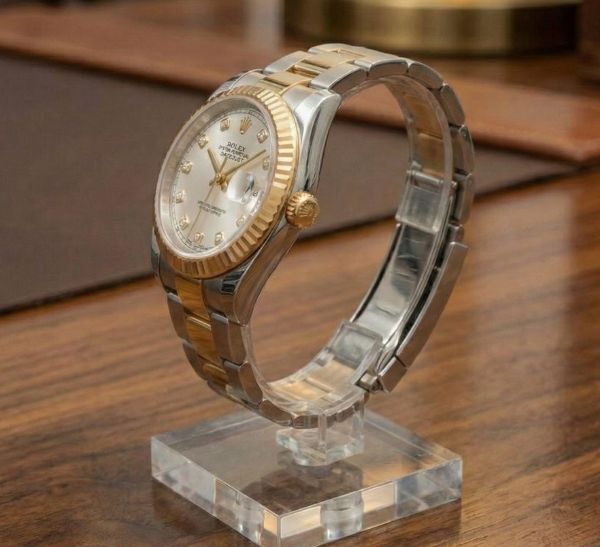 Luxury Men's Chain Watch – Two Tone Gold Silver | Date Display