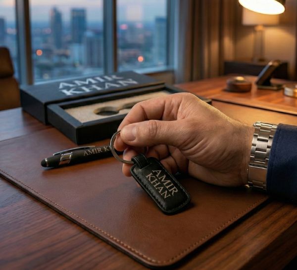 Customized Metal Pen and Keychain Gift Set with Name Engraving - Premium Box