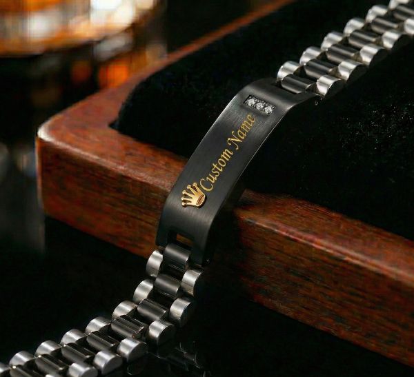 Custom Name Rolex Bracelet | Personalized Men’s Bracelet | Charm Men’s Gifts