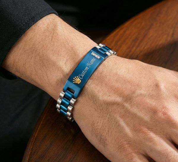 Custom Name Rolex Bracelet | Personalized Men’s Bracelet | Charm Men’s Gifts