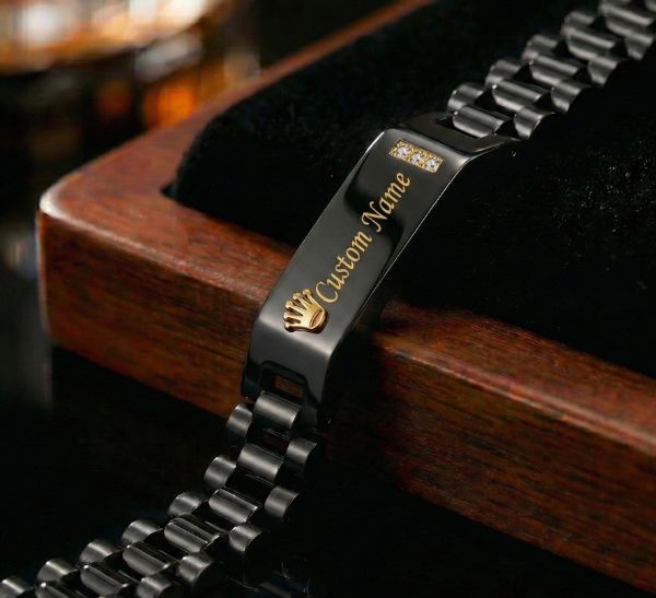 Custom Name Rolex Bracelet | Personalized Men’s Bracelet | Charm Men’s Gifts