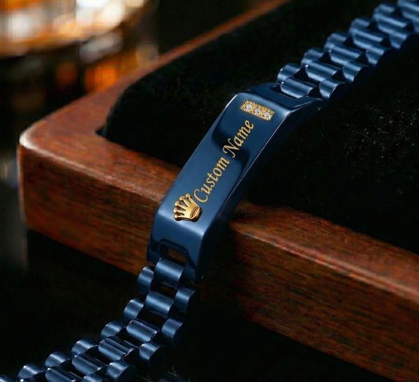 Custom Name Rolex Bracelet | Personalized Men’s Bracelet | Charm Men’s Gifts