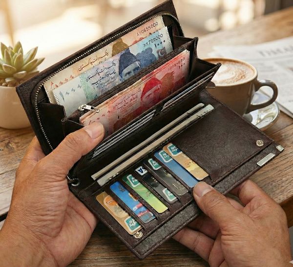 Men's PU Leather Wallet – All in One Organizer for Money, Cards & Phone