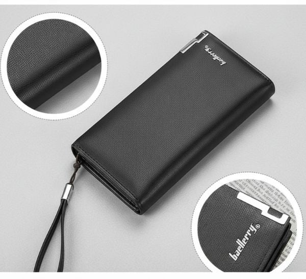 Men's PU Leather Wallet – All in One Organizer for Money, Cards & Phone