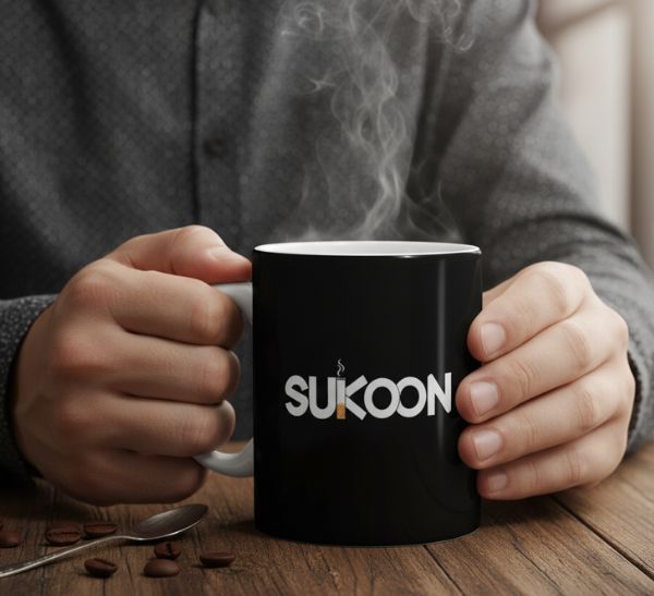 Sukoon Mug | Black Ceramic Coffee Mug for Men | Charm Men’s Gifts