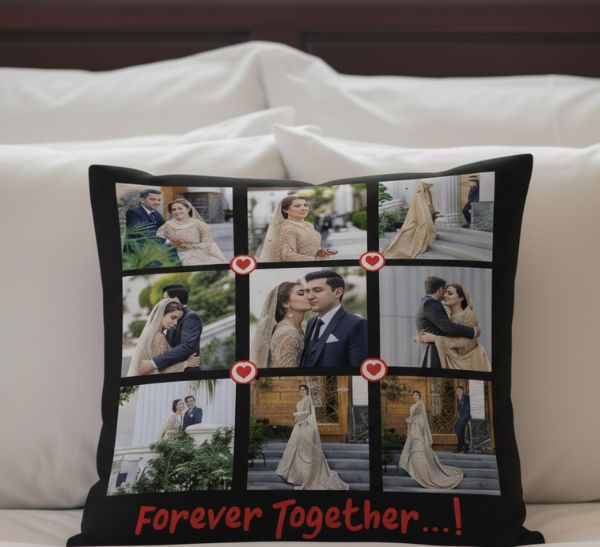 Custom Photo Collage Pillow | Personalized 9-Photo Cushion Gift | Forever Together Pillow | Charm Men’s Gifts