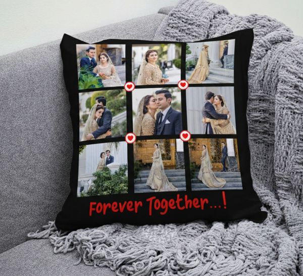 Custom Photo Collage Pillow | Personalized 9-Photo Cushion Gift | Forever Together Pillow | Charm Men’s Gifts