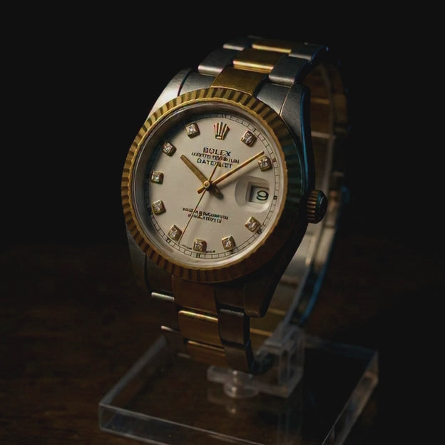 Luxury Men's Chain Watch – Two Tone Gold Silver | Date Display